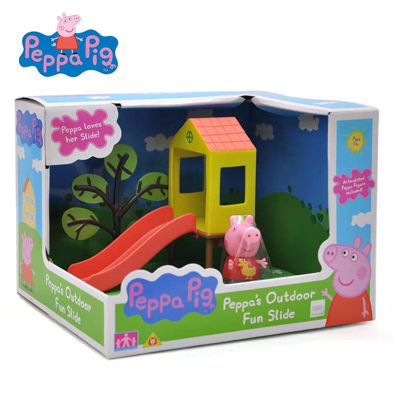 25 шт. Peppa Pig классная площадка музыкальная вилла сад роскошный дом обеденный автомобиль сцена экшн-игрушки Фигурки игра игрушка подарок - Цвет: Slide And 1 Figures