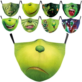 

Grinch Stole Christmas Cosplay Masks Kids Adult Party Favors Green Merry Xmas Halloween Street Sports Washable Dust-proof Mask
