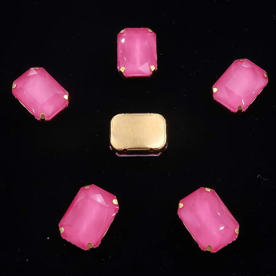 A22 Incarnadine pink Настройки золотых когтей 20 шт./упак. 13x18 мм желе конфеты и из цветного стекла кристалл прямоугольной формы пришить на свадьбное платье со стразами diy - Цвет: A22 Incarnadine pink