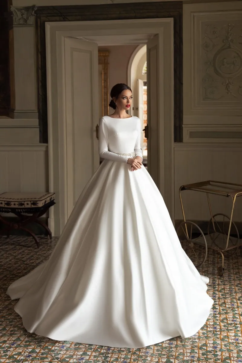 SSYFashhion Long Sleeve Wedding Dress 