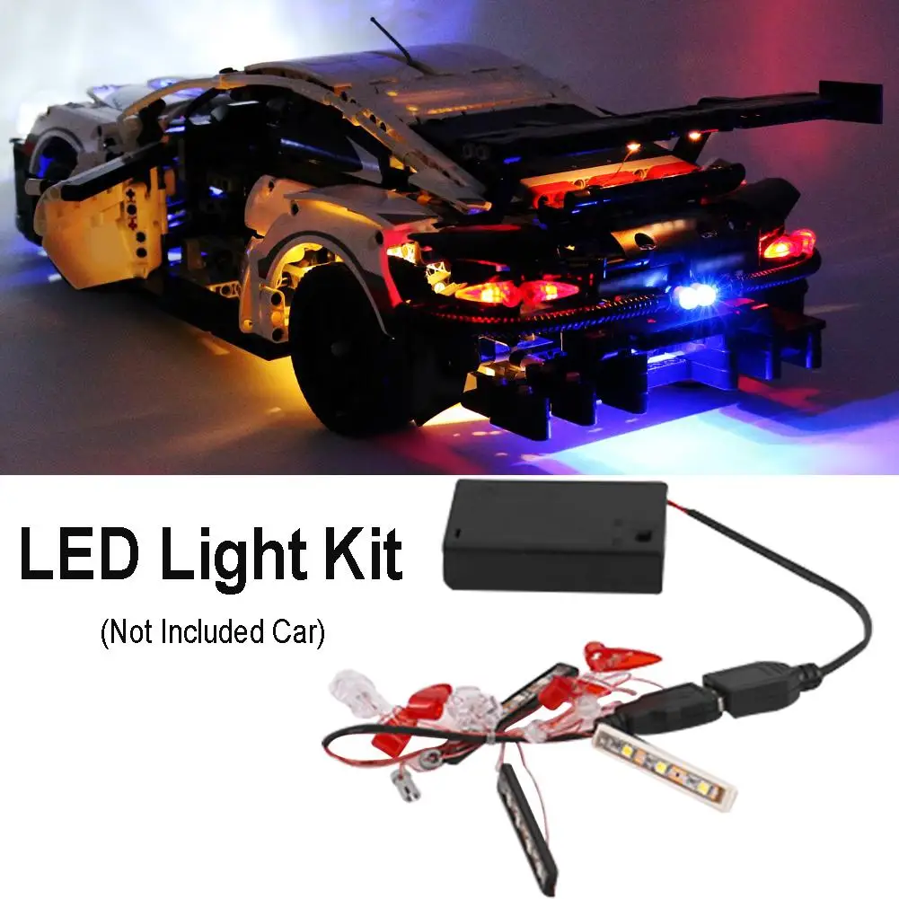 LED Lighting Kit ONLY For 42056 Porsche 911 GT3 RS Bricks Toys ( Model Not Included ) DIY Light USB Port |