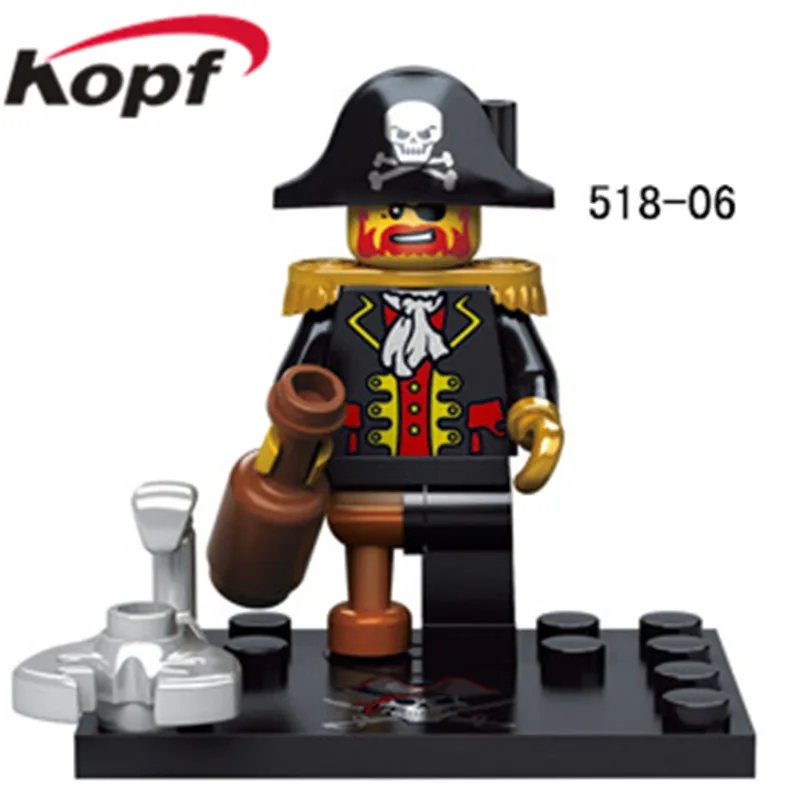 518 Model 6 No Box Пираты Карибского моря Карибский Капитан Джек Дэвид Джонс Maccus Santos Генри Карина Смит, строительные блоки, игрушки для детей KSZ515 518 - Цвет: 518 Model 6 No Box