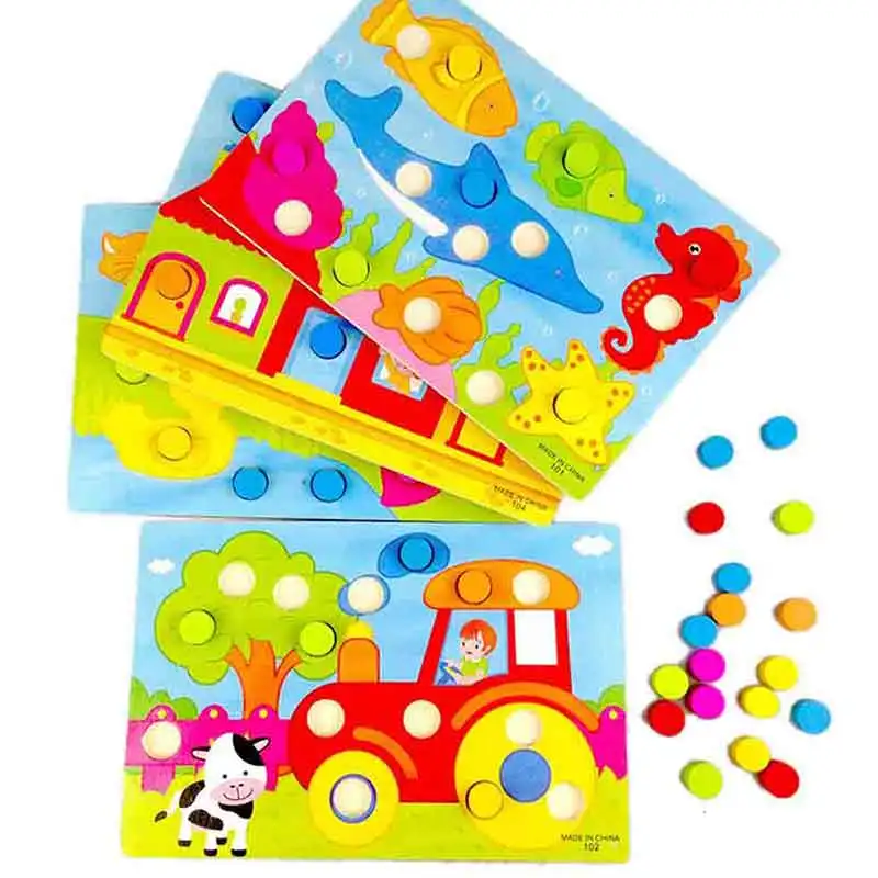 

Hand Grab Board Mushroom Nail Color Cognition Paired Puzzle Wooden Toy Baby Kindergarten Early Education Learning Toys
