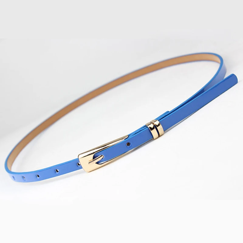 Royal Blue 8 цветов тонкий Pu женский кожаный пояс красный коричневый черный белый желтый пояс для женщин платье ремень - Цвет: Royal Blue
