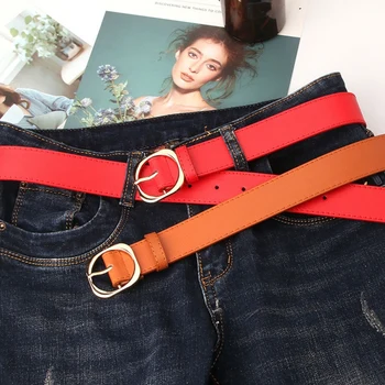 

New versatile Litchi pattern PU Leather ladies adjust buckle belt New fashion Casual wild Thin belt