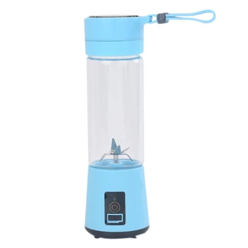 

420Ml Portable Juicer Glass Bottle Juicer USB Rechargeable 6 Blades Juicer Smoothie Blender Machine Mixer Mini Juice Cup Blue