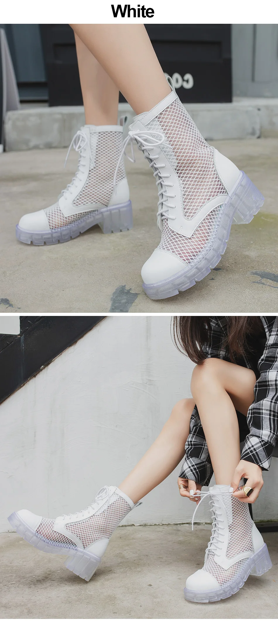 round toe air mesh women boots 