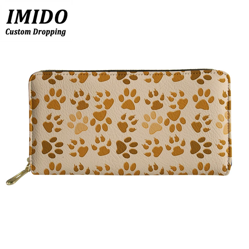 IMIDO Fashion Women Wallets Rainbow Dog Paw Pattern Multifunction Zipper Purses Women Wallet Bag Cellphone Wallet Cash Bag - Цвет: WLL2949Z21
