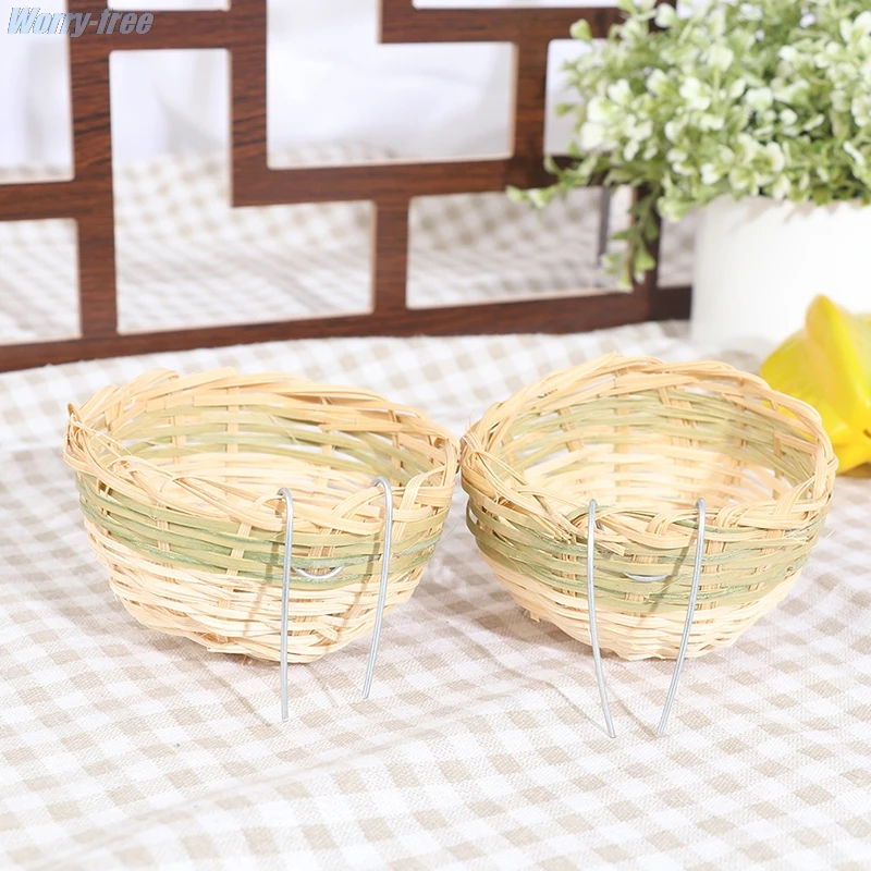 6Pcs Handmade Bamboo Bird Breeding Nest Bed for Budgie Parakeet Cockatiel Parakeet Conure Canary Finch Lovebird and Small Parrot bird house small animal sleeping bed