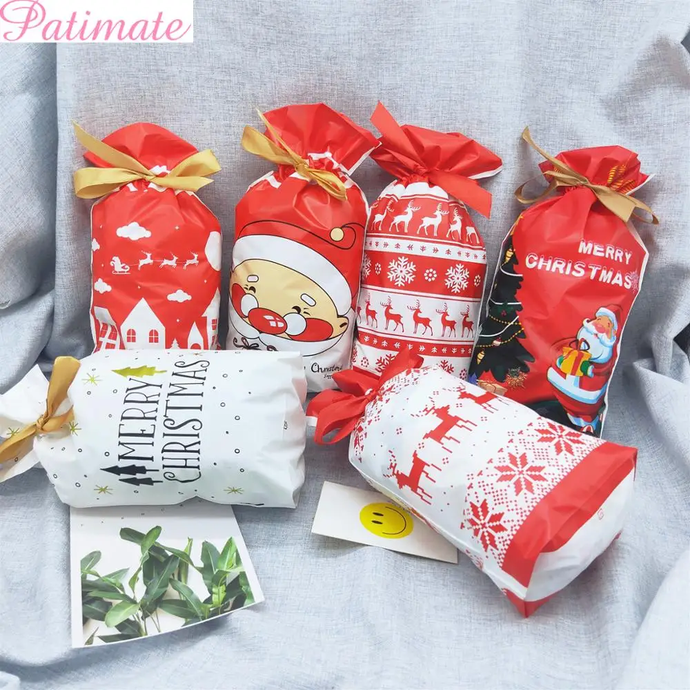 PATIMATE Merry Christmas пластиковый мешок для конфет Рождество украшения дома 2019 Navidad Natal