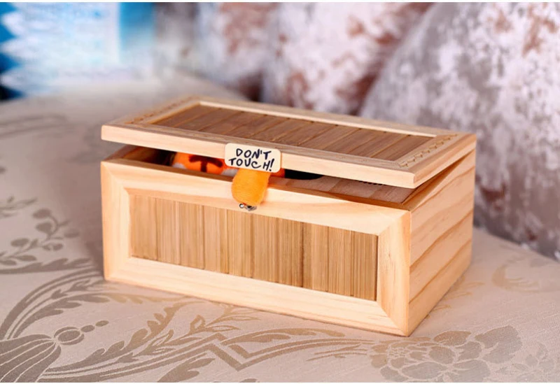 Beige Chinese Voice Charging Version with Tiger Wooden Useless Box