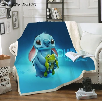 

NEW Cartoon Lilo & Stitch 3D Printed Fleece Blanket for Beds Thick Quilt Fashion Bedspread Sherpa Throw Blanket Adults Kids 01
