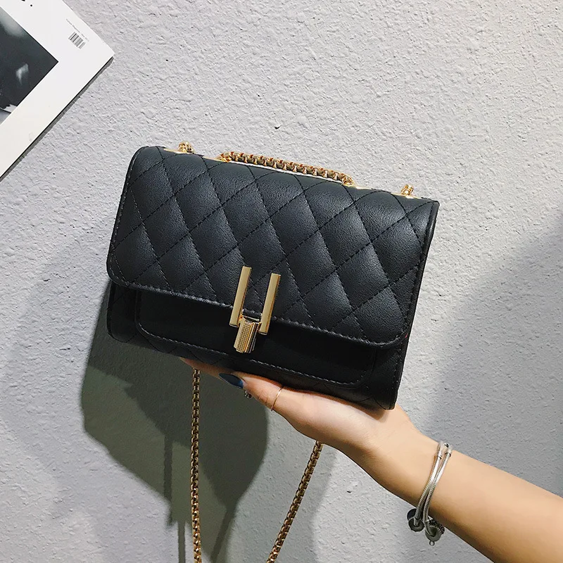 

2018 New Style Rhombus Graceful Bag Crossbody Bag Soft Leather Square Sling Bag Versatile Mini CHIC Chain Bag