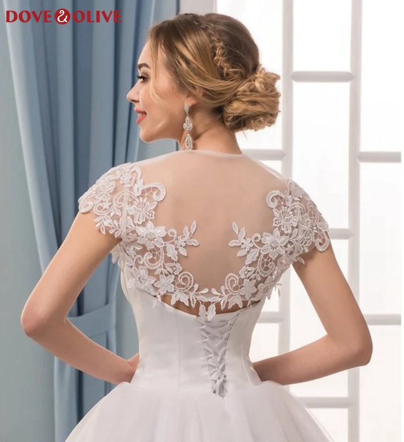 

White Women Lace Wraps Elegant Cape Sleeves Boleros Simple Illusion Party Jacket Cape Evening Dresses Wedding Formal Shawls 2020