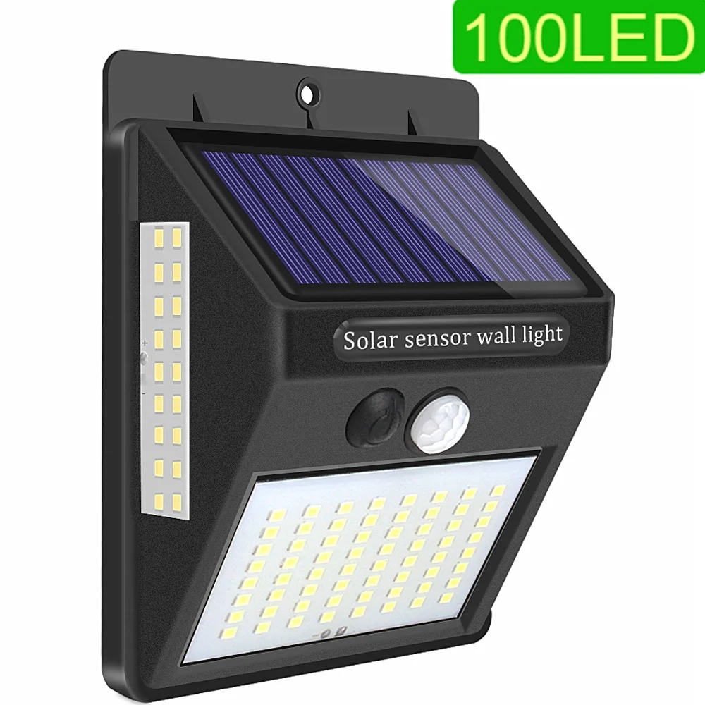 

100 LED Solar Powered Lamp for Garden Decoration Solar Motion Sensor Light Outdoor Lighting Security Street Wall Lamp Waterproof