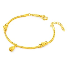 16 см+ 3 см) маленькие бусины в форме тыквы браслеты ножные браслеты ювелирные изделия для женщин цвет чистого золота без аллергии