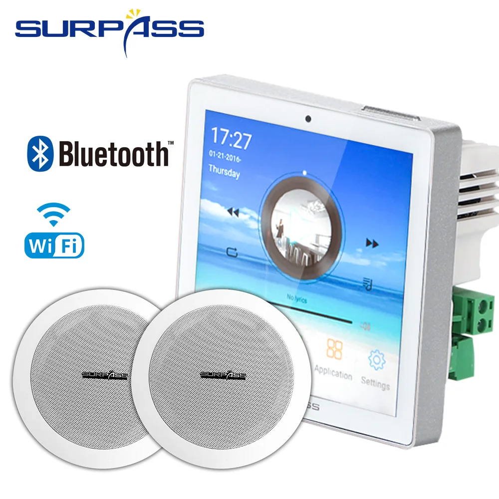 US $135.66 Surpass Audio WIFI Bluetooth Wall Amplifier With Ceiling Speaker Whole Set Package For Home Theater Background Music System