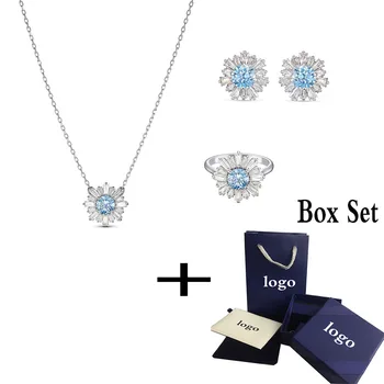 

Fashionable New SUNSHINE Blue Crystal Necklace Jewelry Simple and Elegant Gift for Girlfriend Birthday Memorial Best Gift