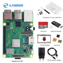Original Raspberry Pi 3B plus screen kit with case+ heat sink+ EU/US power +USB card reader +32G TF card