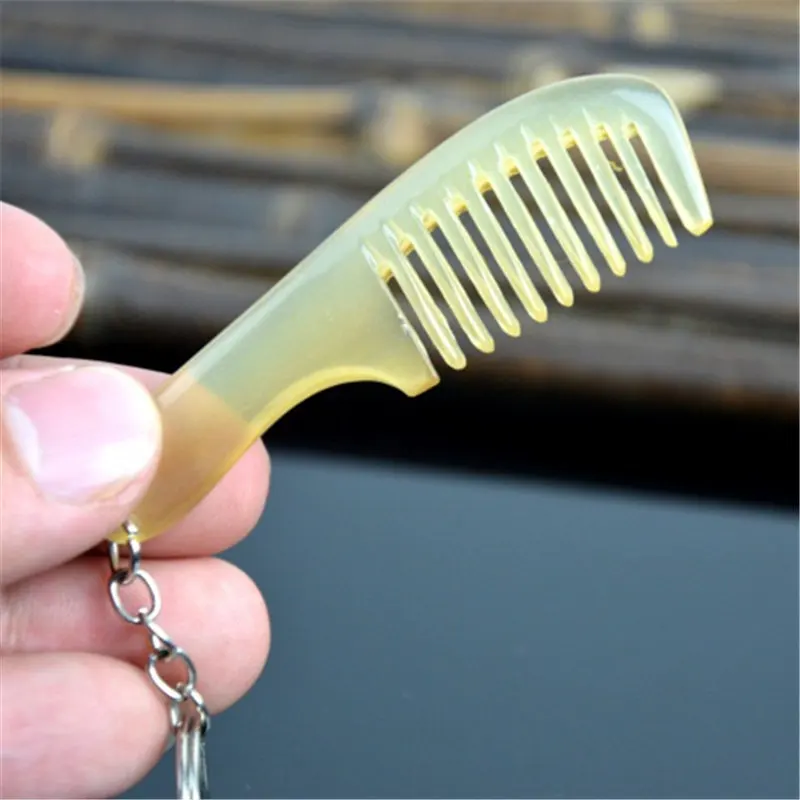 Promotion Gift Big Sale Lovely Natural Ox Horn Mini Keychain Portable Comb Pet Combs L047 | Украшения и аксессуары
