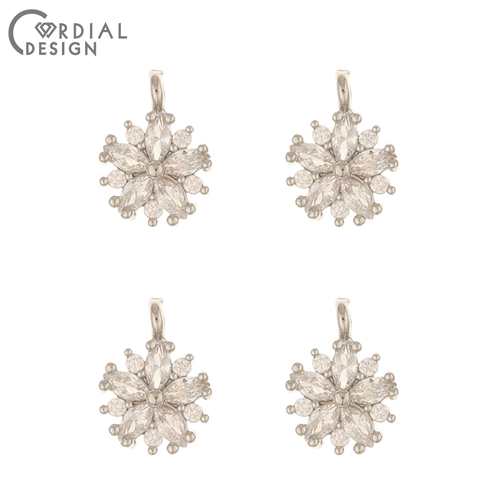 Cordial Design 50Pcs 9*12MM DIY/Jewelry Accessories/CZ Charms/Pendant/Flower Shape/Jewelry Findings & Components/Hand Made - cordial