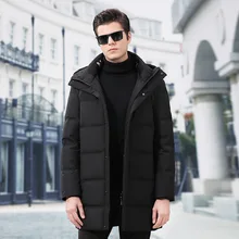Новинка, зимнее повседневное длинное манто для мужчин, толстая зимняя куртка с капюшоном, мужской пуховик