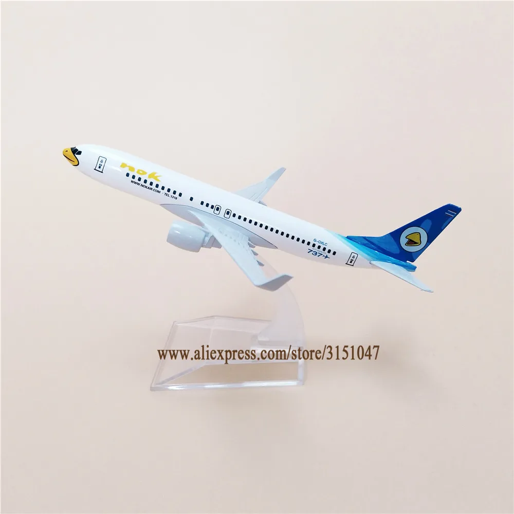 Модель самолета 16 см из металлического сплава белая авиакомпании Thai NOK Боинг 737 B737