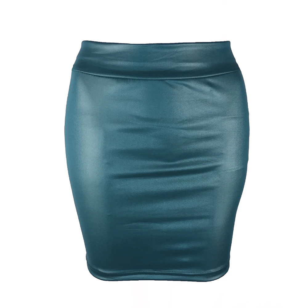 Fashion Women Skirt Black Solid Faux Leather Sexy Bodycon Autumn Pencil Skirts Plus Size High Waist Mini Skirt Club Night