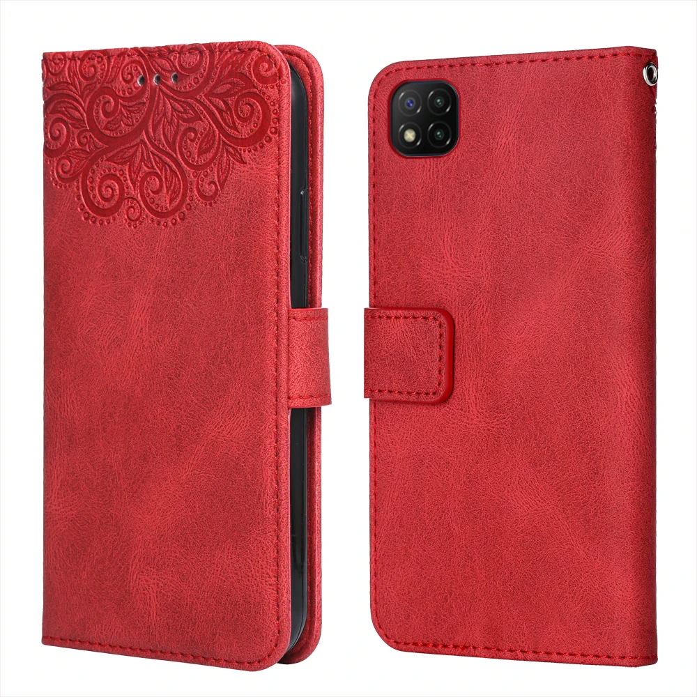 For on Xiaomi Poco C3 Flower Embossing Case Coque for c 3 Wallet Flip Leather miPoco Phone Bag | Мобильные телефоны и