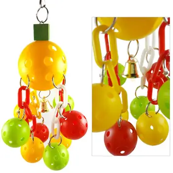 

1 Piece Hanging Bird Parrot Chewing Bite Toys With Bell Cage Decoration Ball Link Swing Food Feeder Home Pet Bird Toys Supplies