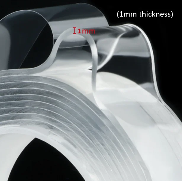 1mm thickness 1/3/5m многоразовые Двухсторонняя клейкая лента для герметизации прозрачной клейкой лентой Nano, Не оставляющий следов надежный дизайн, съемный Стикеры моющиеся сильная клейкая лента - Цвет: 1mm thickness