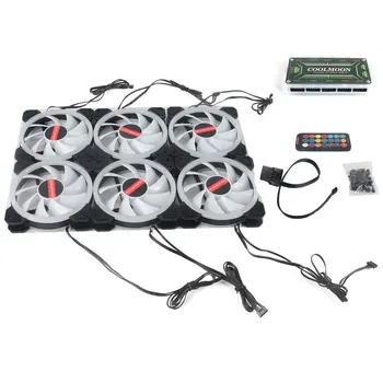 

6pcs 120mm Computer PC Cooler Cooling Fan Double Ring RGB LED Fan with Remote Control 366 Modes for CPU Computer Case 4PIN ---