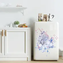 Y1644 креативные ручной росписью Единорог настенные наклейки гостиная стеклянный, для спальни украшение на Холодильник настенные наклейки настраиваемые W