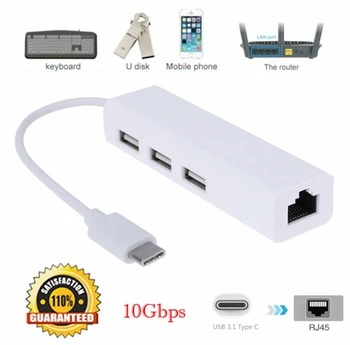 

USB3.1 Ethernet Network Card Type C to USB RJ45 Ethernet Lan Adapter Hub Cable For Macbook PC For Windows