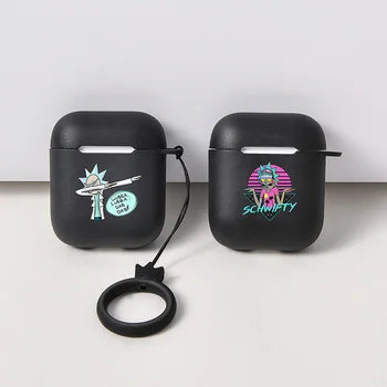 

Soft Silicone Case For airpods 2 Headphone Accessories Cartoon Rick and Morty Cases For Apple air pods Charging Box With Ring