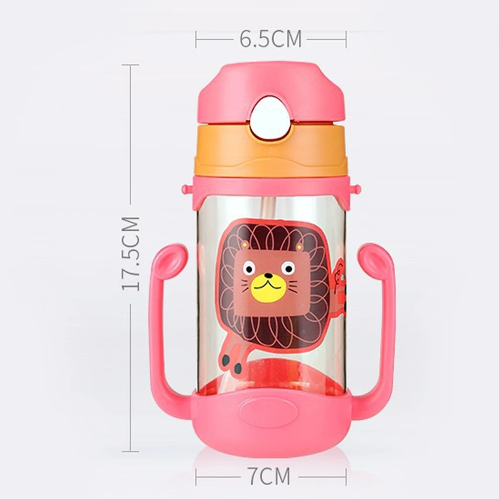 400ml Cartoon Portable Baby Feeding Water Drink Straw Water Bottle Sippy Cup with Lanyard Learning Drinking Tritan Bebe
