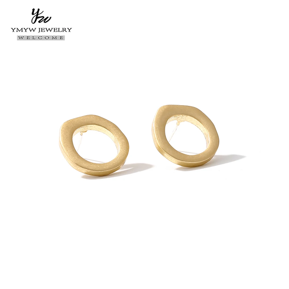 YMYW минималистичные геометрические круглые Винтажные серьги-гвоздики золотые Модные полые очаровательные серьги из сплава цинка дешевые металлические серьги для женщин
