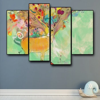 

Canvas Art Oil Painting Abstract Cute Colored Fawn Art Poster Picture Wall Decor Modern Home Decoration For Living room Office