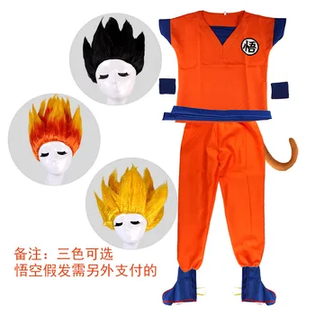 

Dragon Ball Kids Sun Goku Master Roshi Shirts Broek Jas/pruik/staart Cosplay Costumes Halloween Goku pak Voor Super Saiyan wig