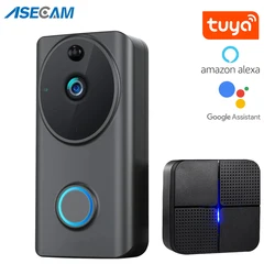 Alexa – sonnette vidéo 1080P sans fil, wi fi, pour maison connectée, interphone Audio, blanc, noir, sans fil, pour appel téléphonique, Google Door, caméra 