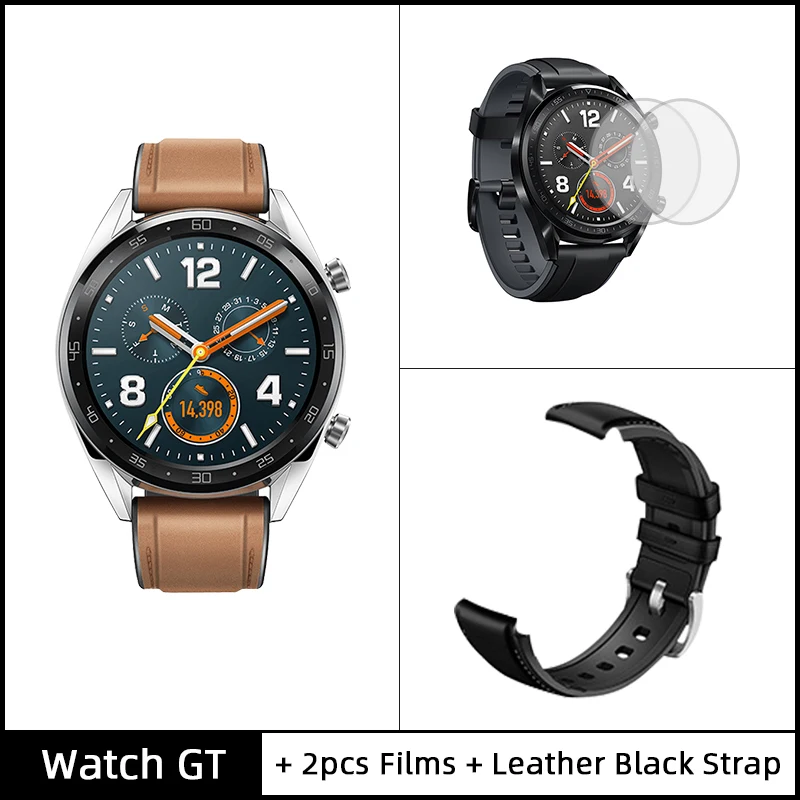 Add Black Leather2 Глобальная версия HUAWEI Watch GT Смарт-часы 1,39 ''AMOLED экран 14 дней Срок службы батареи 5 атм водонепроницаемый трекер сердечного ритма Скидка 600 руб. /. При заказе от 5500 руб. /Промокод: newyear600 / К - Цвет: Add Black Leather2