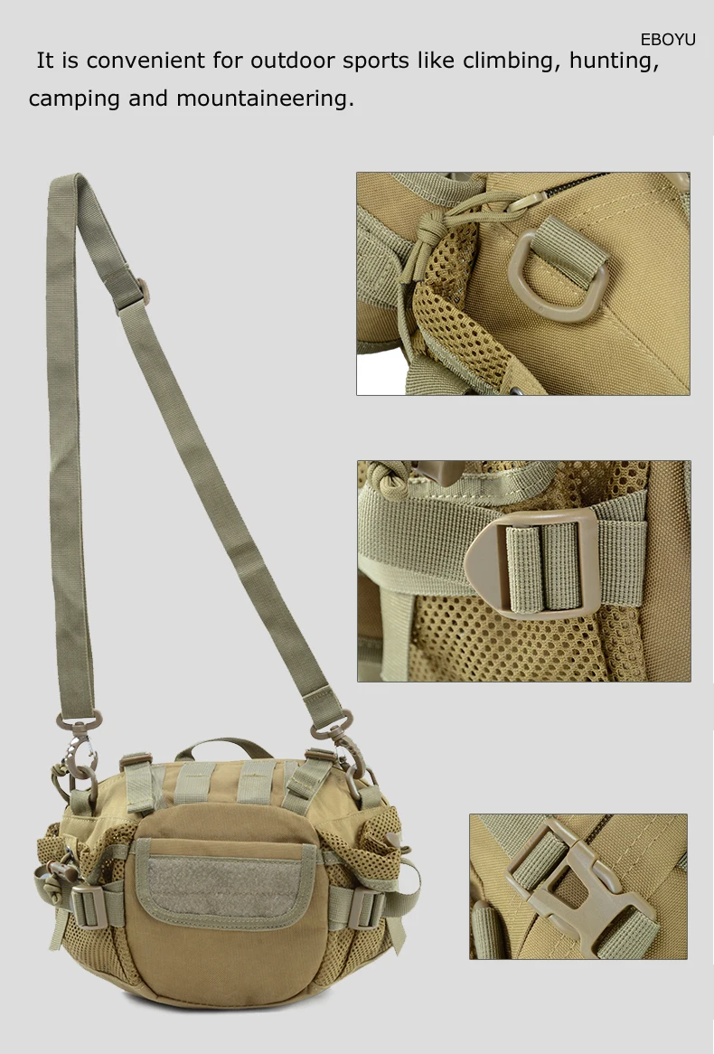 EBOYU 900D Outdoor Waterproof Multifunctional Tactical Waist Bag Multifunction Pockets Small EDC Camping Hiking Trekking