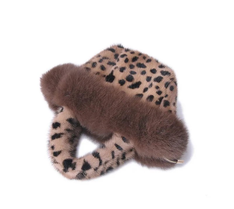 stylish backpacks for women 2020 New Genuine Mink Fur Handbag with Real Fox Fur Whole Skin Leopard Mink Solid Mink Fur Bag Fashion Girl Wrist Bag Winter fashionable travel backpacks
