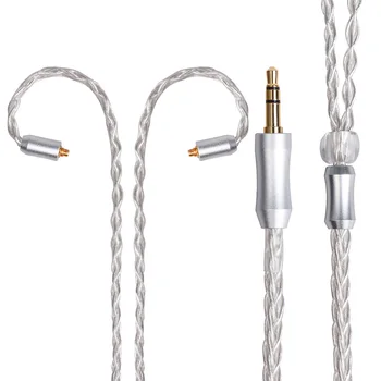 

FDBRO MMCX 2Pin OCC Silver Plated Headphone Cable Earphone Connector 3.5/2.5/4.4mm Balanced 8-Cores Plated Silver Cable Ear Ho