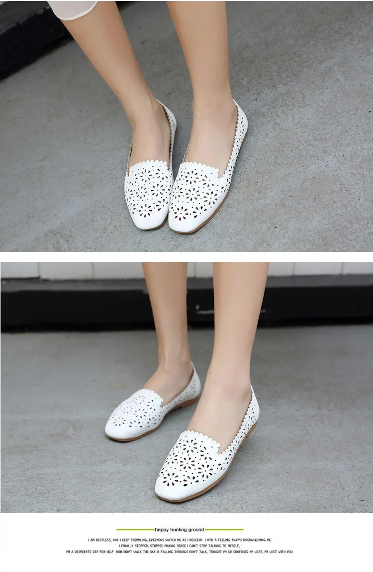 Spring Summer Women Flat Shoes Ballet Flats Hollow Out Breathable Shoes Soft Slip On Lady Shoes Women Flat Casual Shoes Loafers