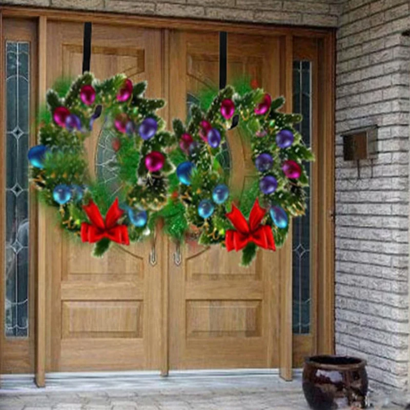 2Pcs Wreath Hanger,Christmas Wreaths Decor Adjustable Wreath Hanger for Front Door From 14.9-25 Inch