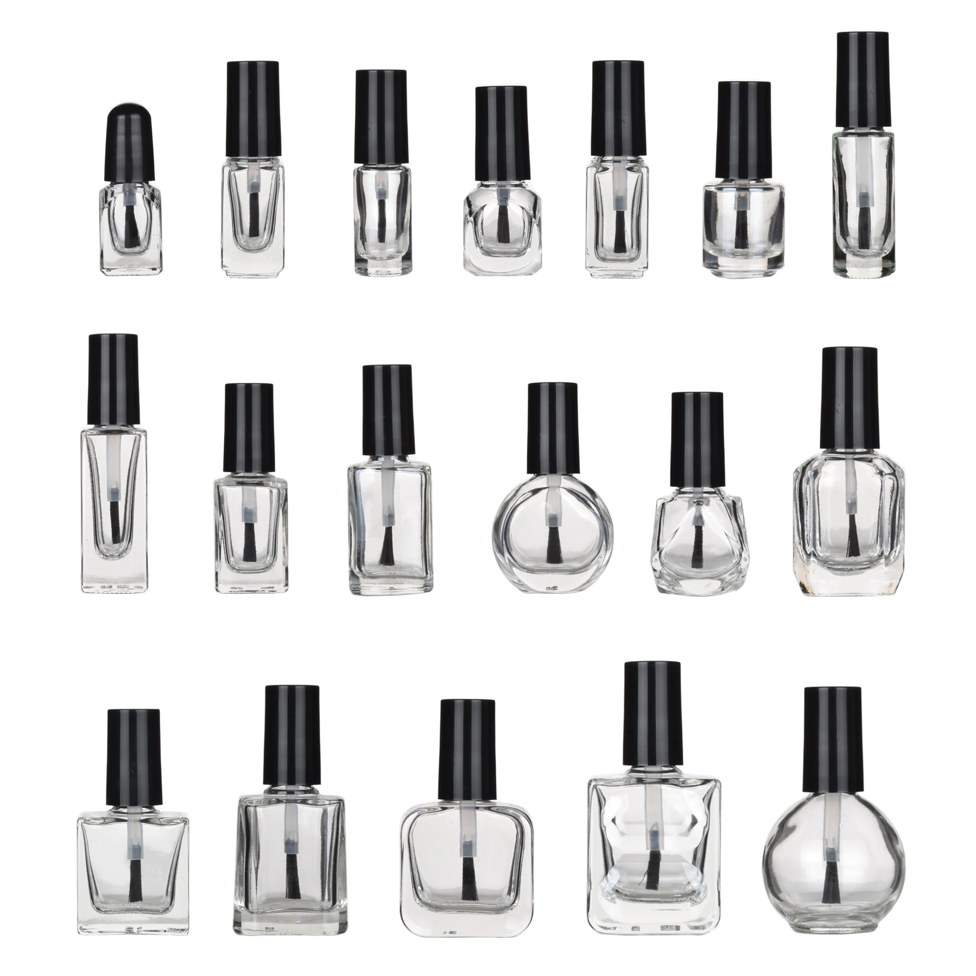 10pcs/lot 3ml 5ml 10ml 15ml Empty Nail Polish Bottles with Brush Nail Oil Glass Containers