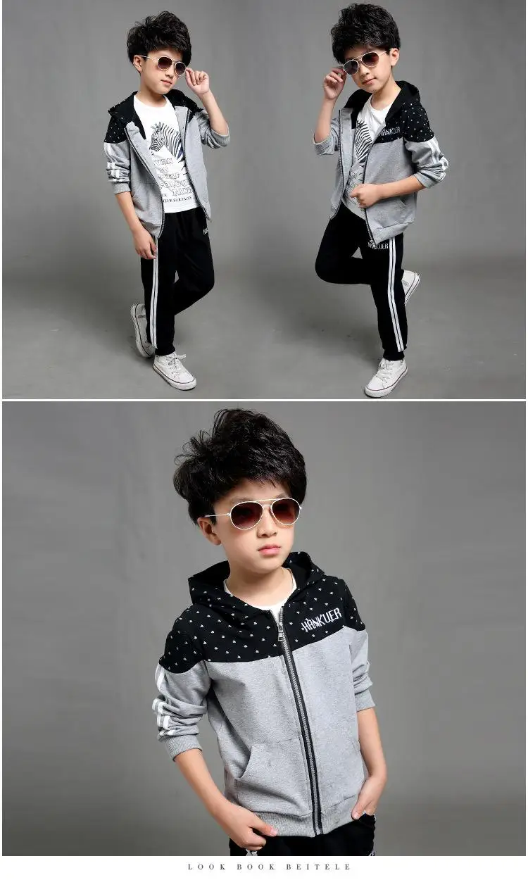 Boys Clothes Set Kids Spring Autumn Jogging Tracksuits Baby Boys Hooded Jackets+Pants Sports Suit Children Clothing Set 120~160
