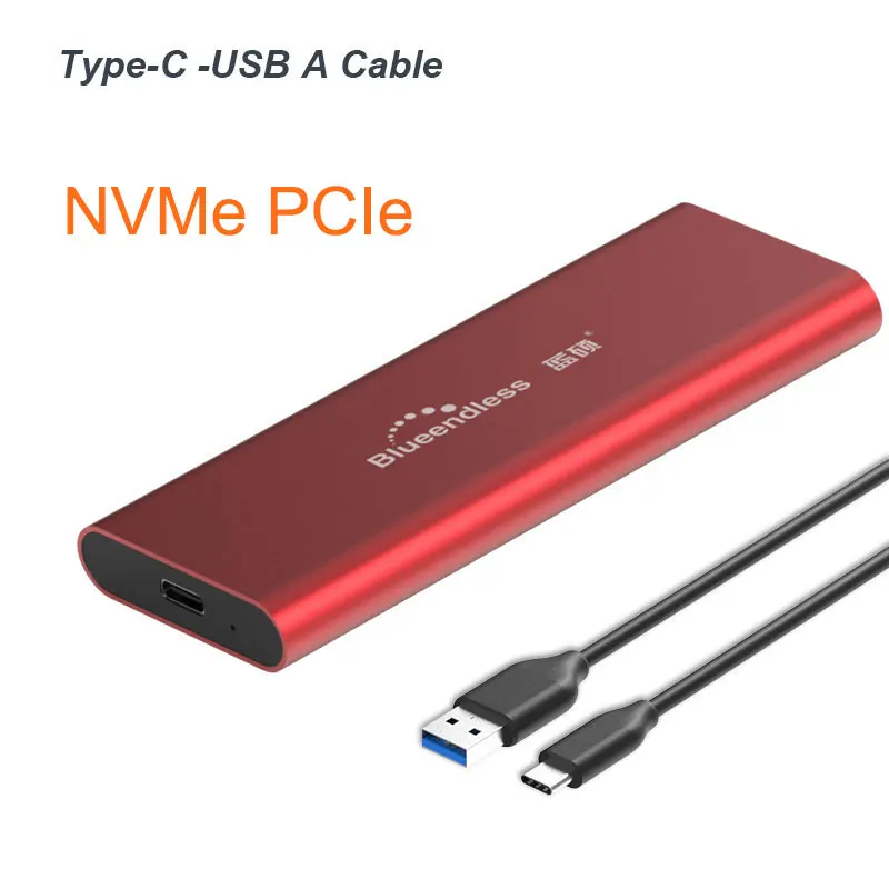 Red C-A PCIE M.2 NVME USB SSD корпус M ключ Тип C USB 3,1 2240/2280 SSD чехол алюминиевый 10 Гбит/с внешний корпус жесткий диск внешний - Цвет: Red C-A