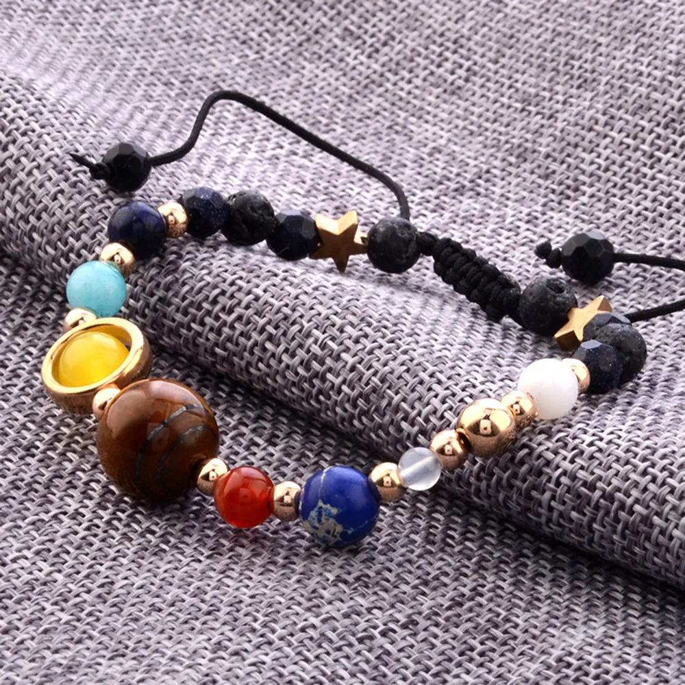 

Bohemia Vintage Bracelet Galaxy Solar System Eight Planets Theme Natural Stone Beaded Fashion Jewelry Party Gift Wholesale